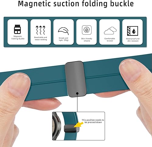 Miniatura 2 de kytuwy Correa compatible con Galaxy Watch 5 Pro de 1.772 pulgadasGalaxy Watch 6 Classic de 1.772 pulgadas, correa deportiva de silicona sin huecos