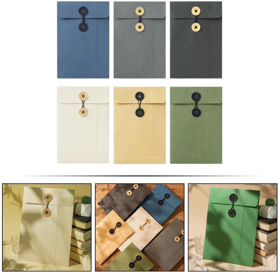6pcs Kraft String Envelope File Folder, Paper Envelope File Bag Document Holder Storage Pouch Organizer for Office Schools Supplies - Image 9