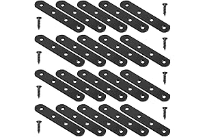 8 Pack Black Straight Brace Brackets: Heavy Duty Stainless Steel Repairing