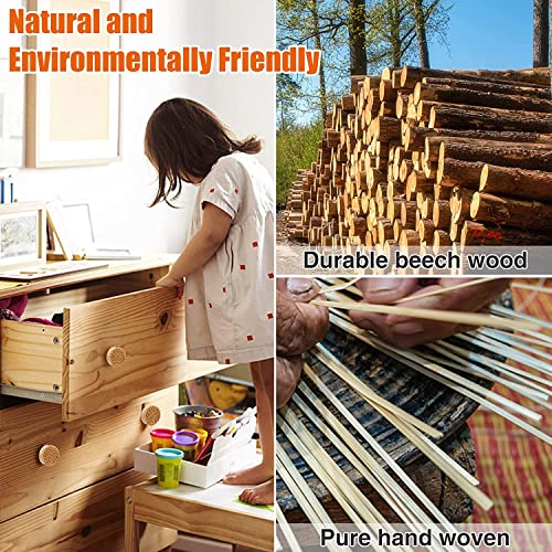 Anphsin Boho Rattan Dresser Knobs- Durable Beech Wood Drawer Knobs, Decorative Handmade Wicker Woven Pulls With 12 Screws For Cabinets, Furniture (6 Pack) #TOP2