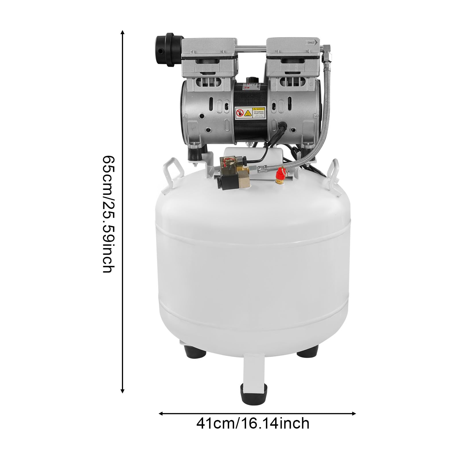 Compresor de aire silencioso de 40 l, compresor sin aceite con motor de cobre y doble manómetro, compresor de aire comprimido de 8 bares con separador de agua y aceite, protección contra