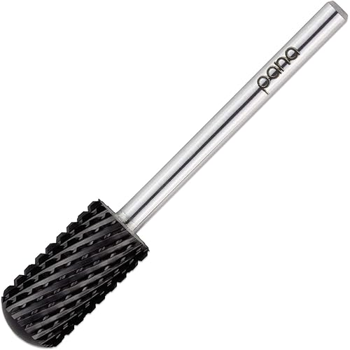USA Pana 3/32" Safety Nail Carbide - Smooth Round Top Large Barrel Head for Electric Dremel Drill Machine - Grit Size: (5XC to Extra Fine) (Extra Coarse, Large Barrel - DLC Black)