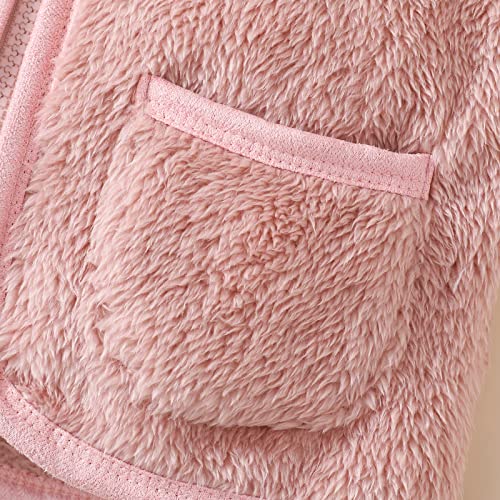 Noubeau Toddler Baby Boy Girl Fleece Vest Kid Fuzzy Sherpa Sleeveless Waistcoat Faux Fur Zipper Fall Outerwear Jackets With Pockets（Pink,2-3 Years） #TOP4