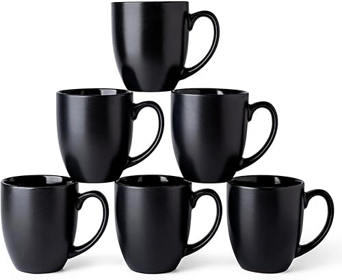 AmorArc Juego de 6 tazas de café de 16 onzas, tazas de café grandes de cerámica para hombres, mujeres, papá y mamá, tazas de café modernas con asa