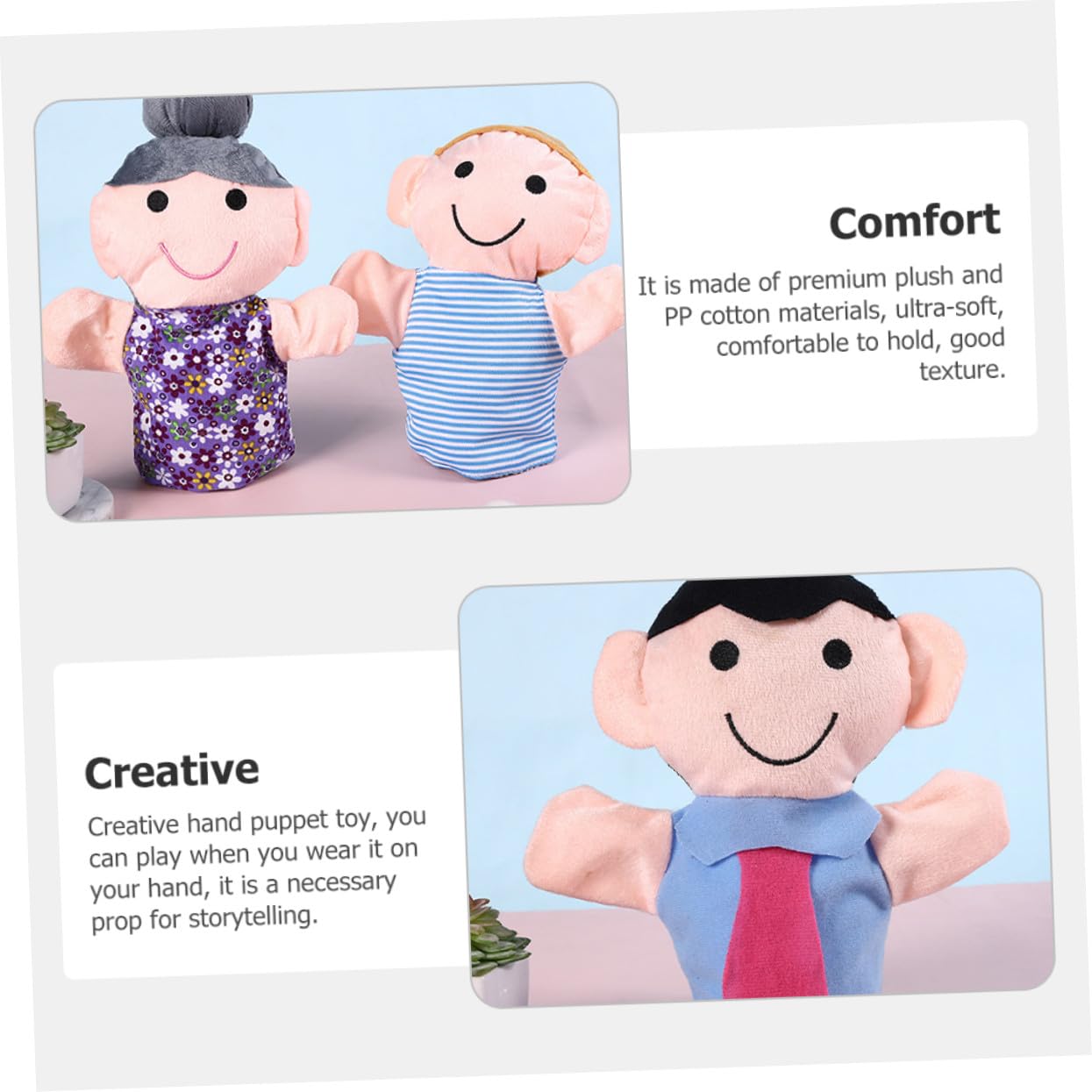 Giocattolo Burattino a Mano per Bambini, 6 Pezzi Peluche | Pp Cotton, Leggero e Ultra Morbido, per Role Play Indoor, Design Creativo e Adorabile