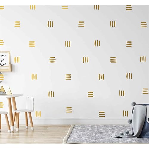 120pcs Modern Line Wall Stickers Boho Nursery Kids Living Room Scandinavian Home Décor Self-Adhesive Murals Vinyo DIY Gift YT5037 (Gold)
