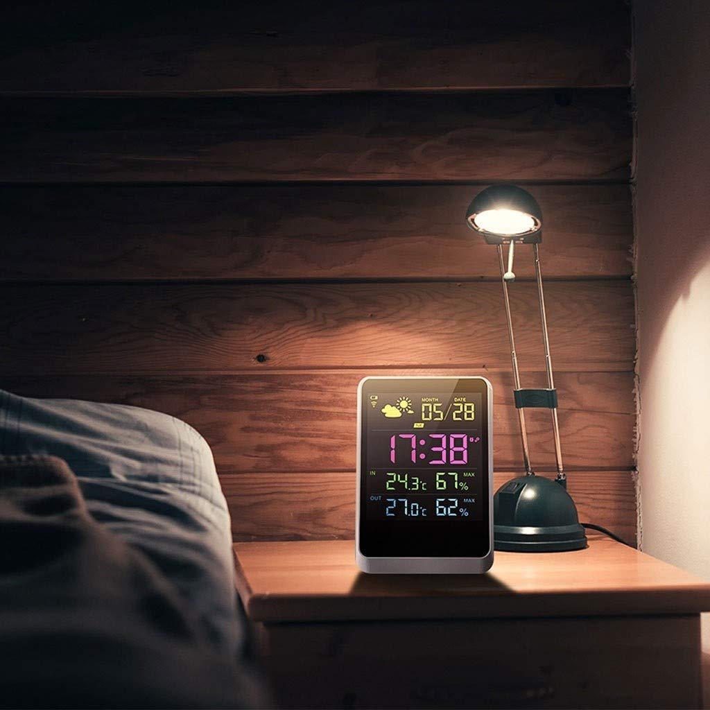 Wireless Termometro elettronico e Multi-Funzione Orologio igrometro Famiglia Camera Orologio con termometro Studio Desk Clock (Size : 1)