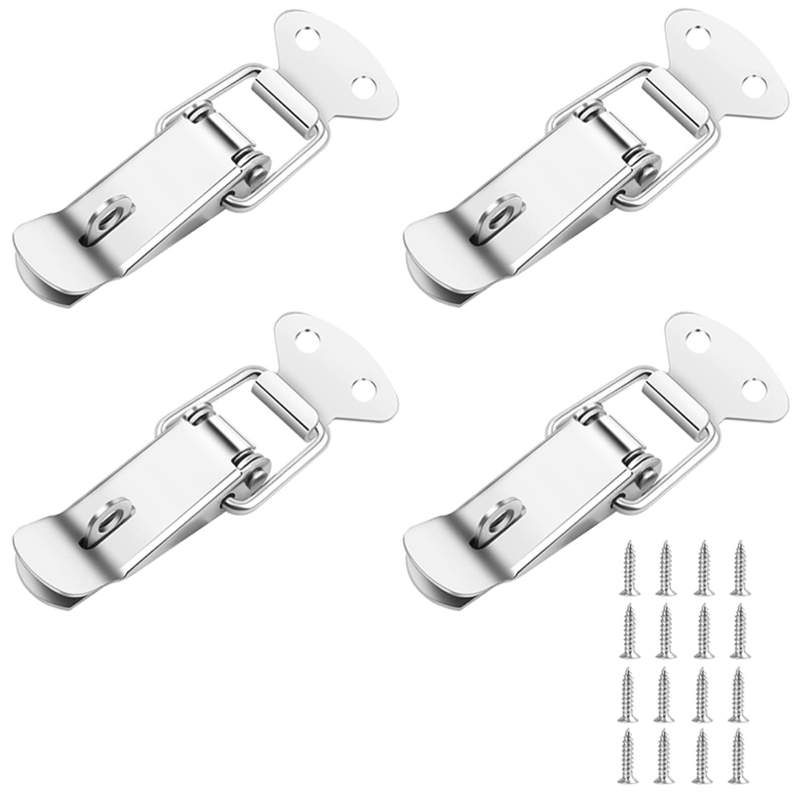 ORTAVA Pack of 4 Tension Latches, 56 mm, Box Closure, Lever Lock with 16 Screws, Tension Clasp, Box Closure, Snap Lock with Lock, Quick Release