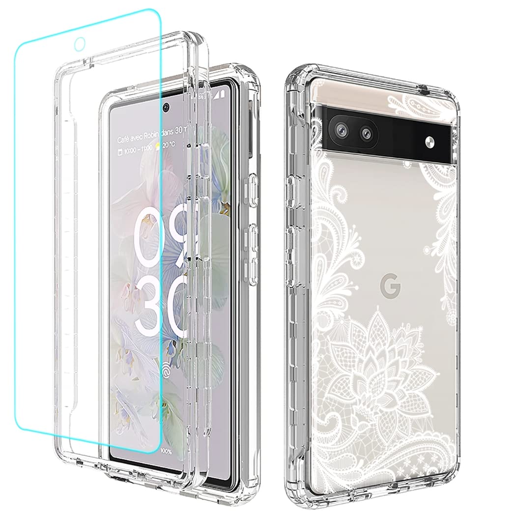 Gufuwo Funda para Pixel 6A, funda GX7AS con protector de pantalla de vidrio templado, protección