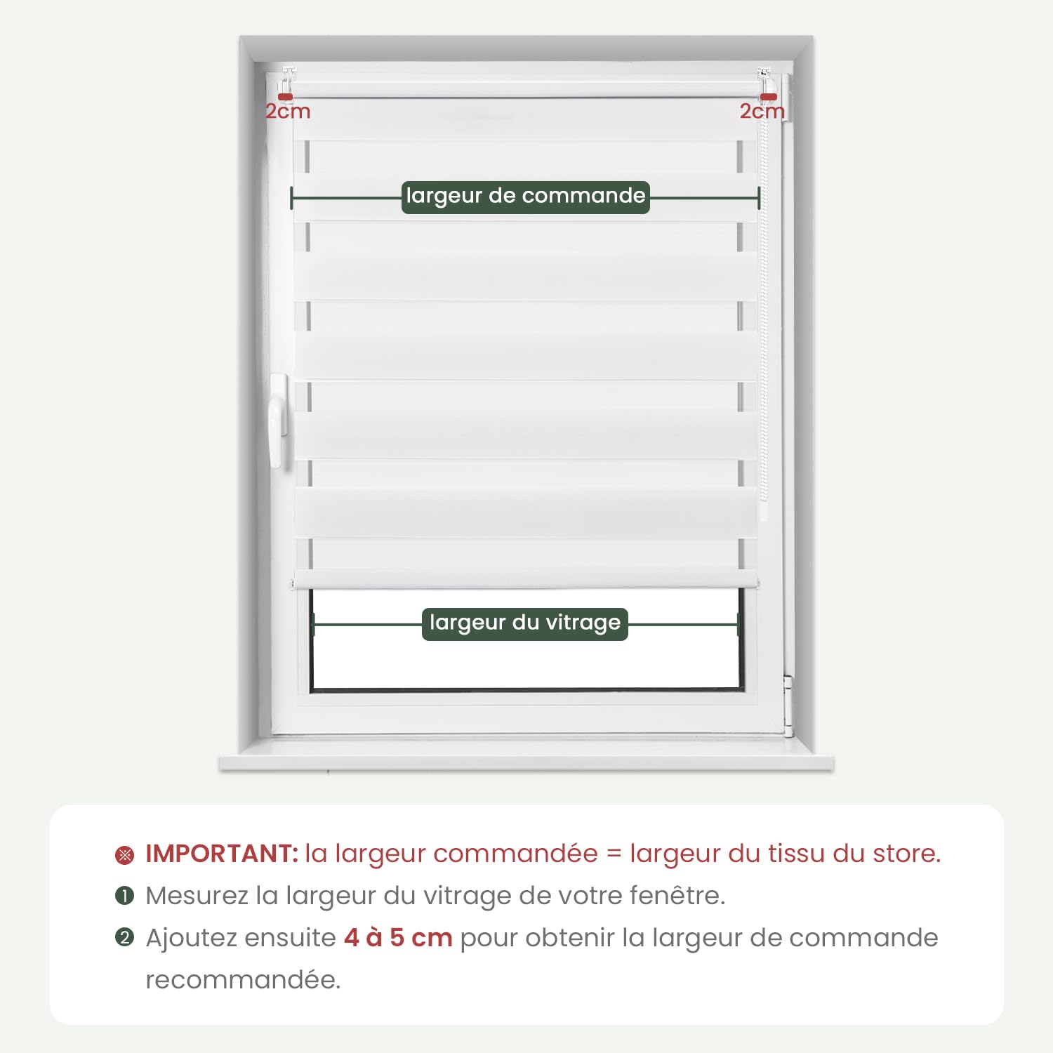 Buseu Store Enrouleur Jour Nuit sans Perçage, Installation Facile par Clips, Rideau Occultant et Translucide pour Fenêtre ou Porte, Blanc, 60l x 150L cm (Largeur du Tissu 60 cm) - 2