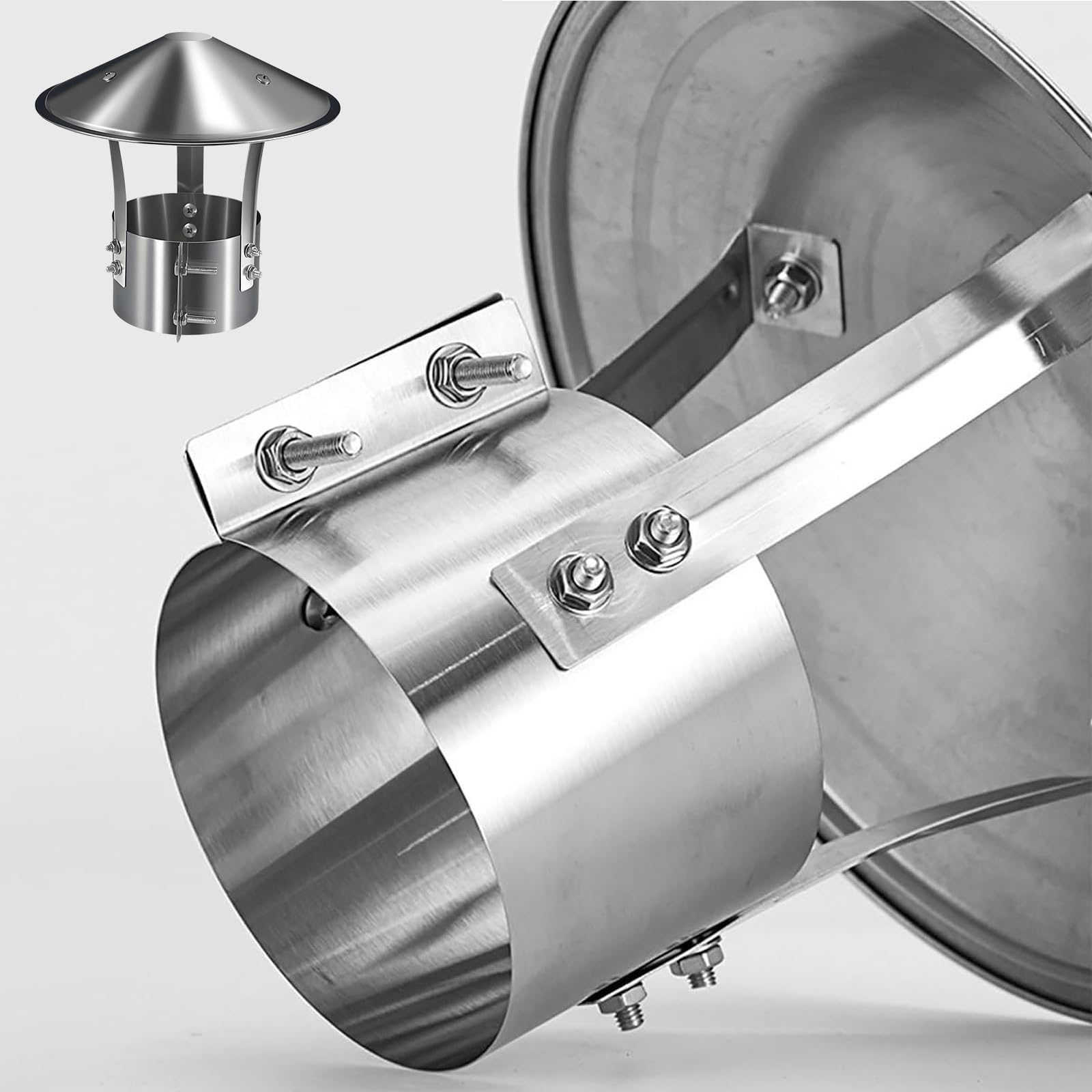 GKSNCJSMF Chimney Cowl Anti Down Draught 201 Stainless Steel Round Roof Rain caps Flue Pipe Cover Cap Stove Log Burner Chimney Cap Easy Installation 90mm 120mm 130mm 160mm 200 mm 220mm(315mm/12.4in)
