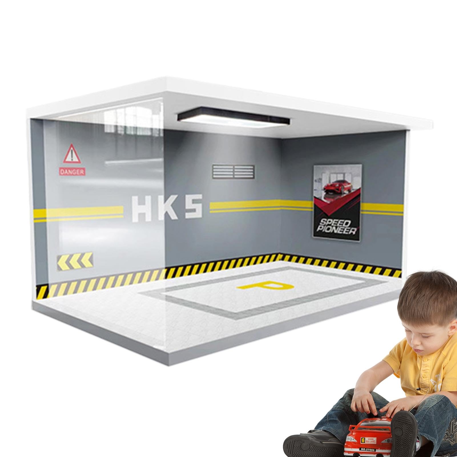 Vitrine de voiture jouet garage avec lumières pour chambre