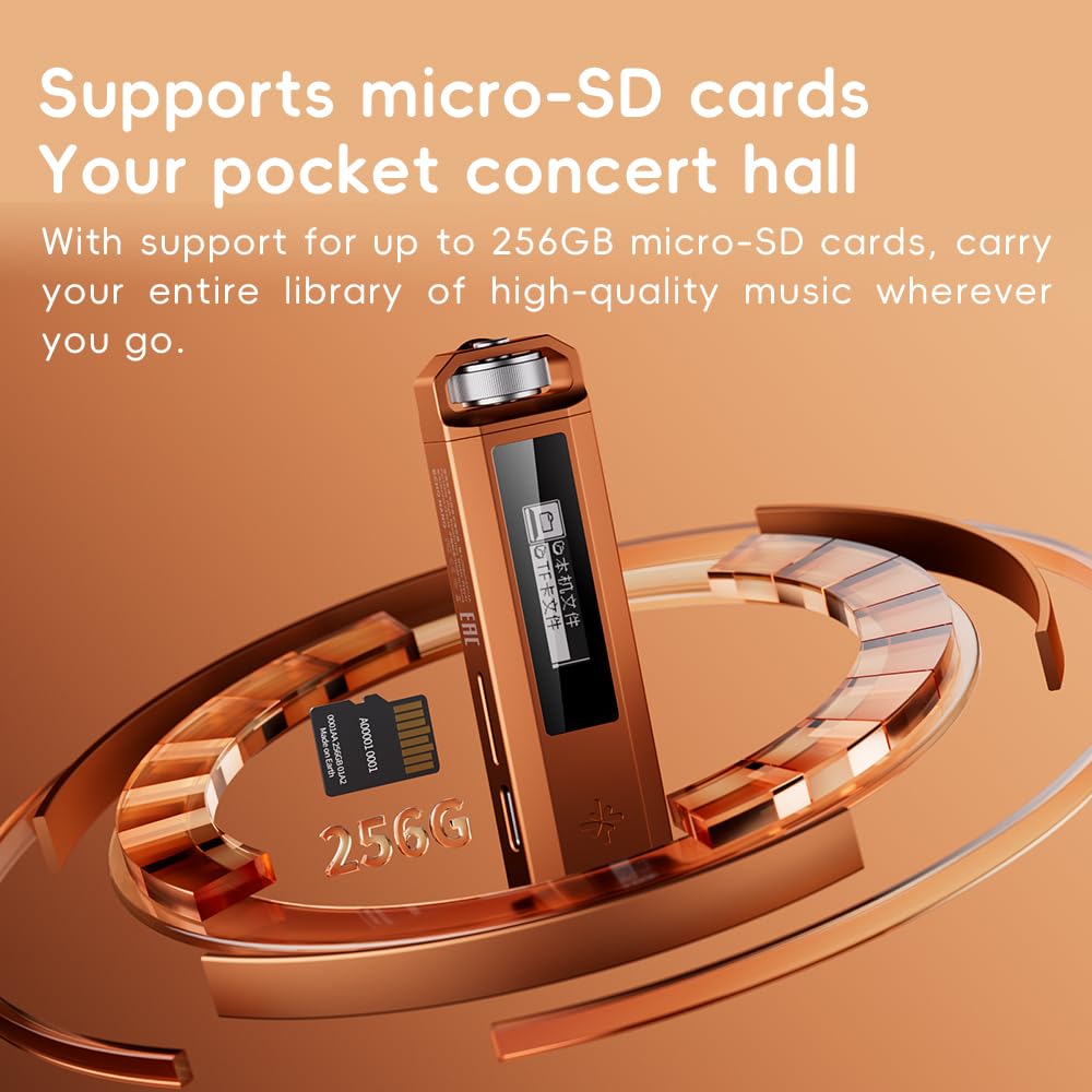 FiiO SnowSky Echo Nano - Reproductor de MP3 portátil retro con rueda de desplazamiento de la punta del dedo, salida de 3.5 mm, DAC USB, controles en línea y soporte DSD/FLAC (rosa)