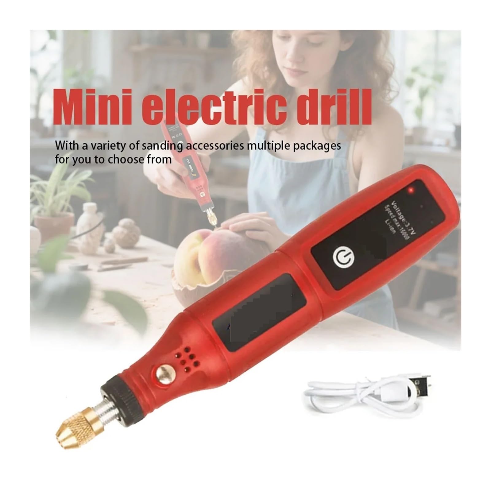 Machine à polir, Mini perceuse électrique, Mini perceuse à main, outil rotatif USB sans fil, stylo de gravure sur bois, outils for bijoux métal verre(4 inch)