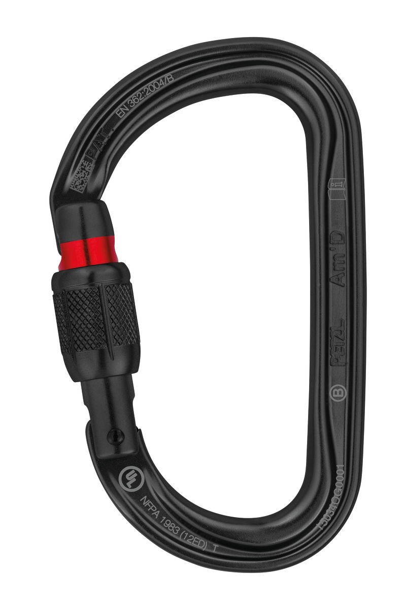 Petzl M34A SLN Am'D Asymmetrical Aluminium Carabiner, Size: Screw-Lock, Black