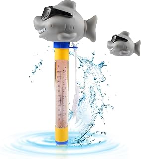 Runup Pool Thermometer, Floating Thermometer Shark with Cartoon Shark Shaped, Swimming Pool Thermometer for Swimming Pools, Hot Tubs, Spas,Ponds