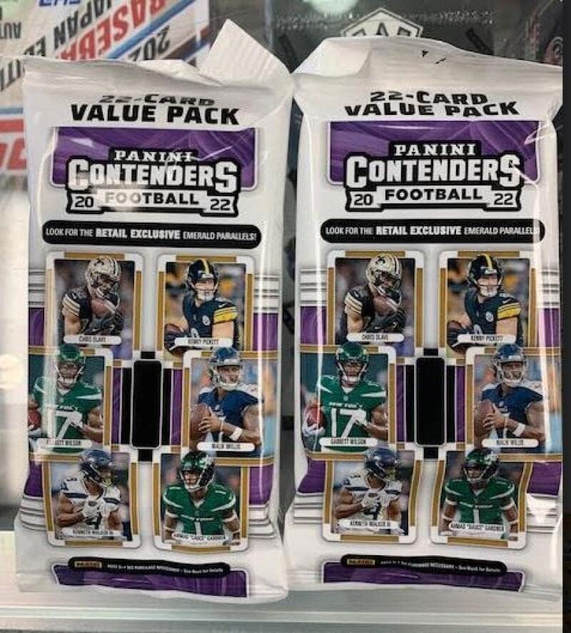 2022 Panini Contenders NFL Football 2 Value Fat Pack Lot FACTORY SEALED Look for rookies of Kenny Pickett, Brock Purdy, Kenneth Walker, Sauce