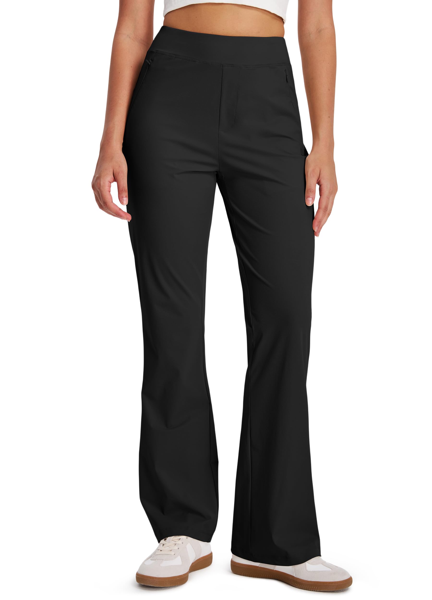 Libin Pantaloni Golf Donna Leggeri Estivi Viaggio | Pantaloni Casual Bootcut Vita Alta Elastici, Tasche Con Zip Leggeri Pantaloni Estivi Slip-On Viaggio Jogging