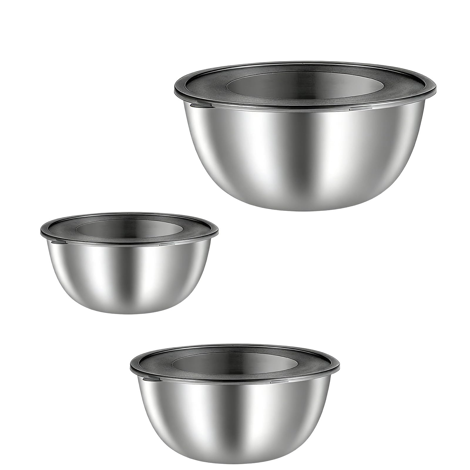 Stackable Stainless Steel Mixing Bowls with Clear Lids for Food Prep Storage Serving Set with Transparency Top Food Storage Container for Entertaining and Daily Use Salad with Transparency Top Serving