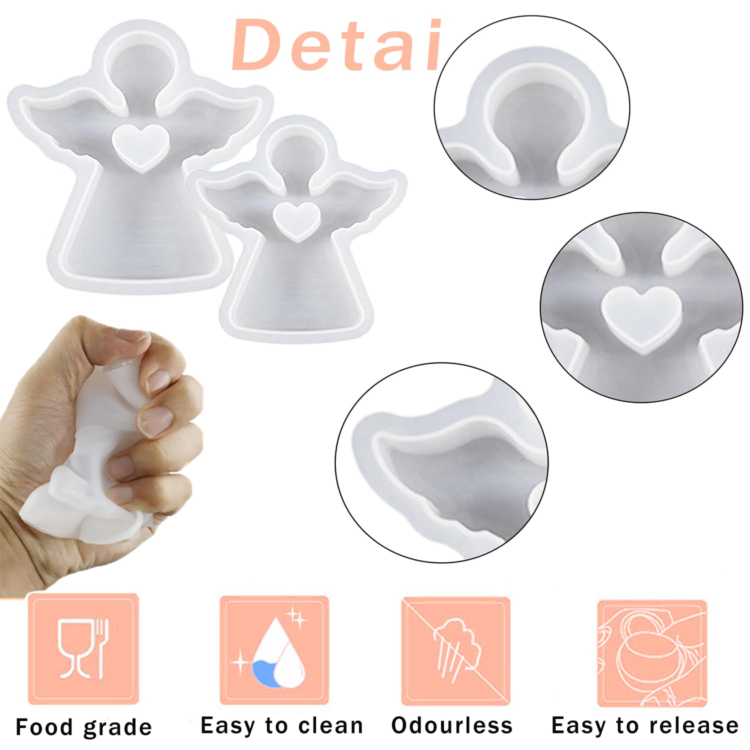 Moule Silicone Bougeoir Ange Avec Base - DIY Résine Époxy, Plâtre, Bougies - Création Déco