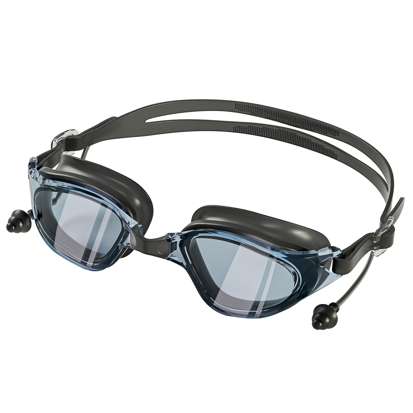 ACGXIXT Anti-Fog Swim Goggles Adults w/Earplugs, Polarized Lens & No-Leak Fit for Pool/Ocean/Training