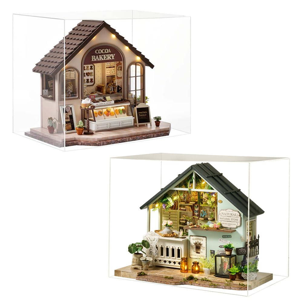 SXDMOUBK DIY doll house Kit 3D Wooden Puzzle, Dollhouse bake house Decor with LED DIY Bookend Dollhouse Kit Crafts Hobbies Gifts (2PCS)