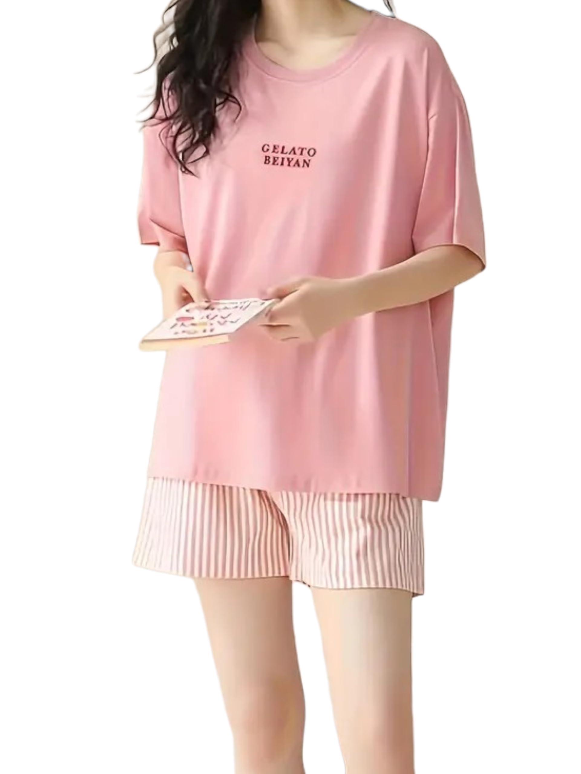 louis luxe Women's Cotton Blend Geometric Pajama Set Pack of 2 (ND-06_Pink_XL)-picture-48