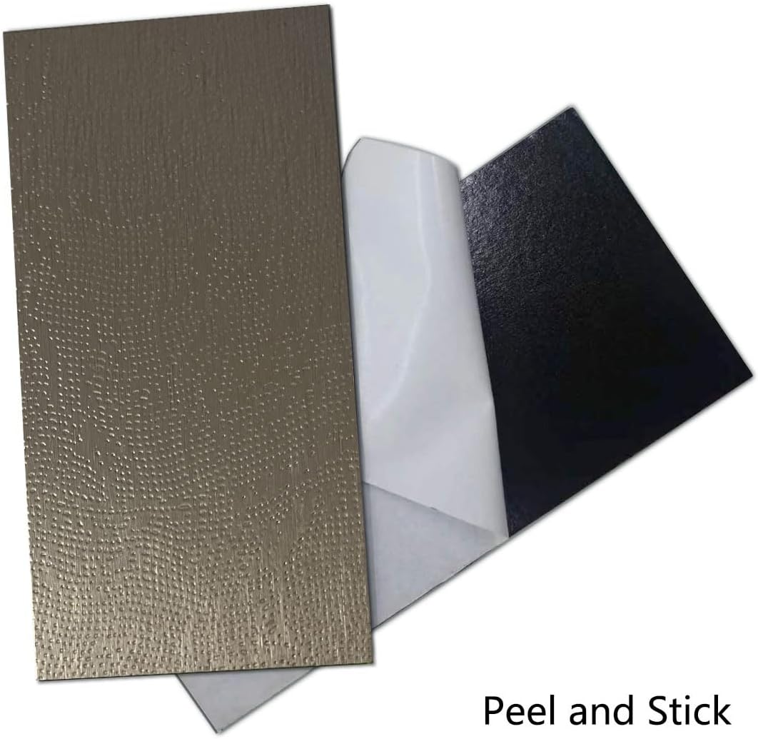 Weimeisc 88-Piece Peel and Stick Backsplash Tile, PVC Aluminum Brushed Metal Silver Self Adhesive Tile for Kitchen, Bathroom,Laundry Room, Stair Riser Decal (Light Stainless Steel)