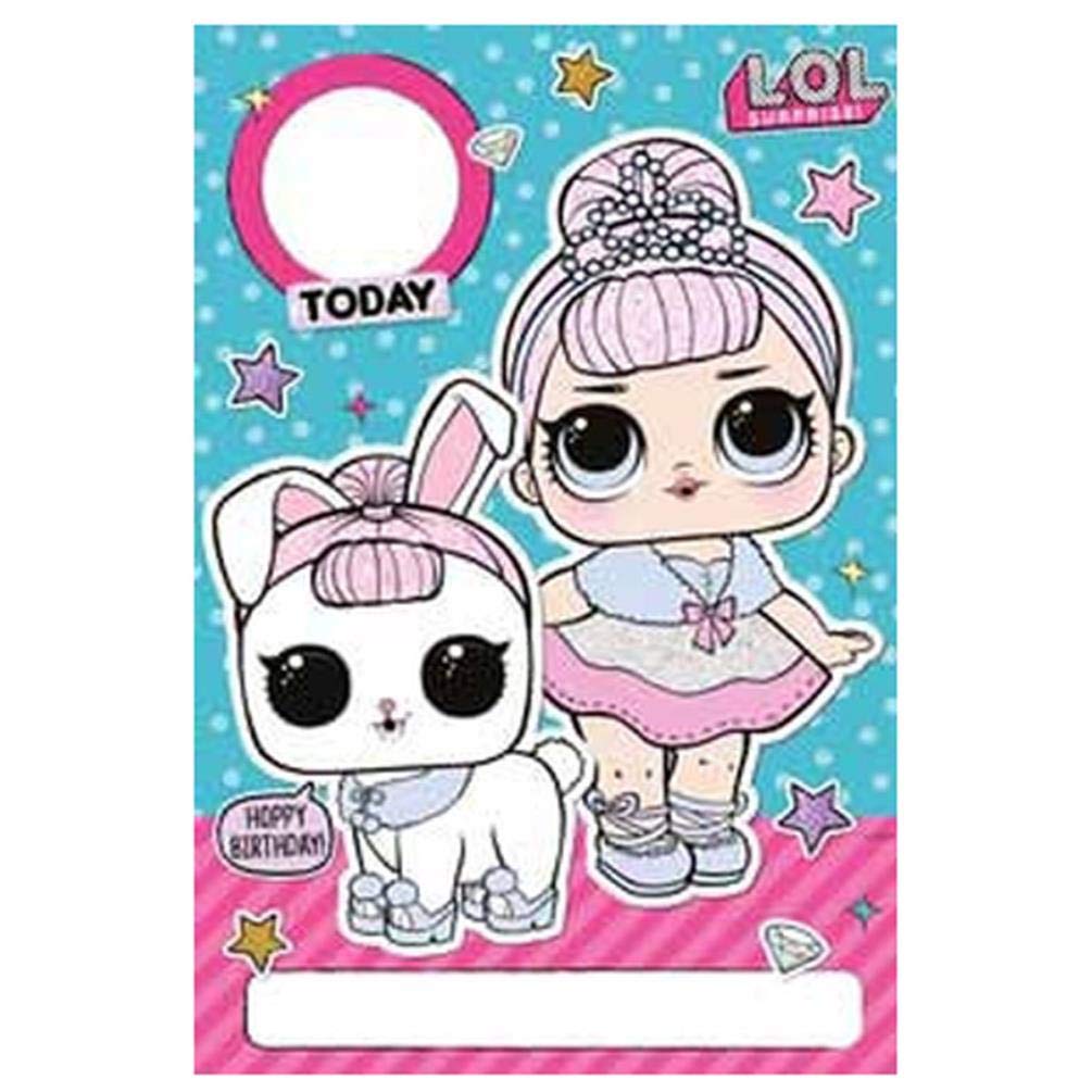 Official LOL Surprise Doll Personalised Birthday Card - Personalise Name & Age with Sticker Sheet included