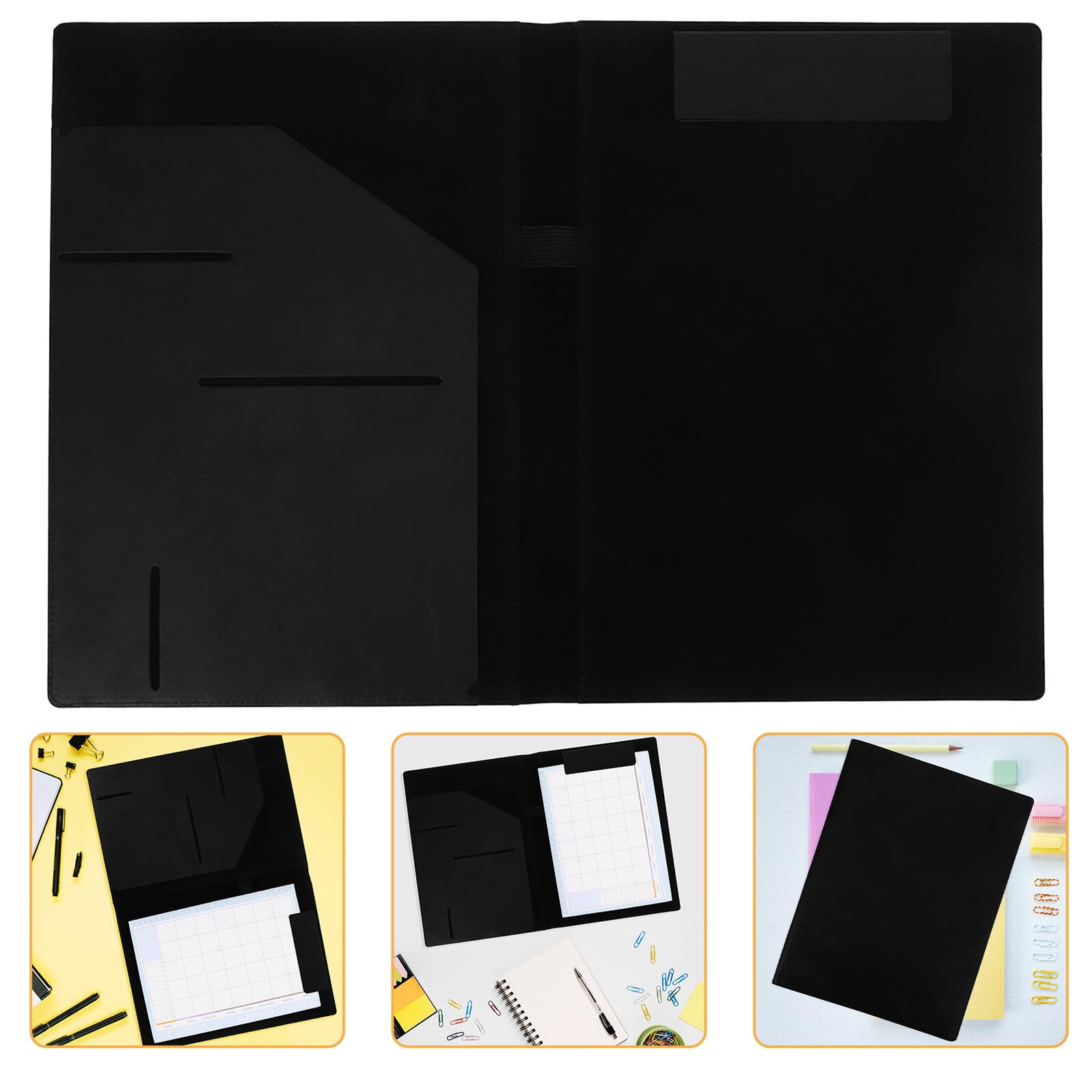 5 Piezas Carpeta Magnética A4 de Piel PU Negra para Oficina, Organizador de Documentos Multifuncional para Negocios, Portafolio Profesional para Reuniones y Firmas, 1 Unidad