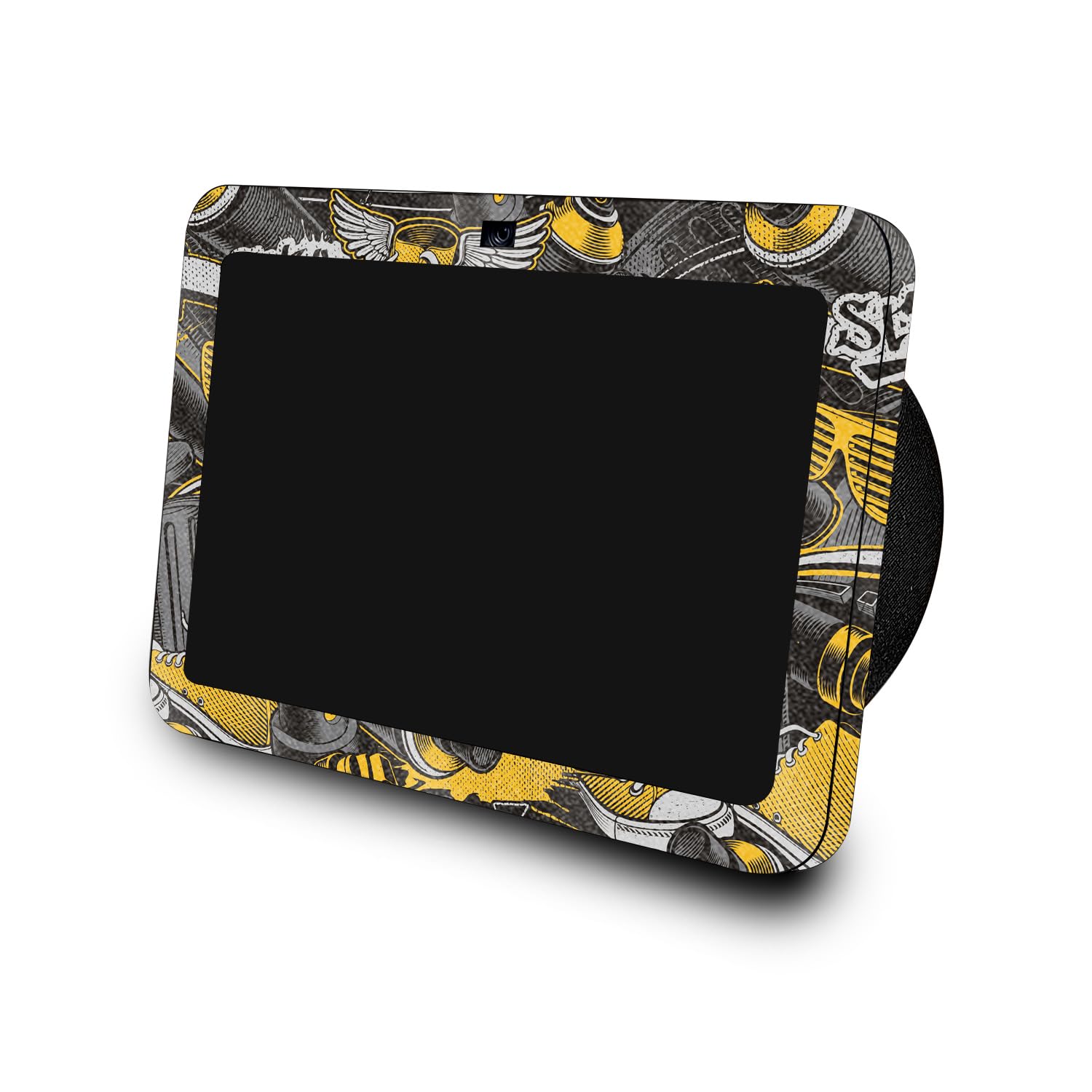 Glossy Glitter Skin Compatible with Amazon Echo Show 8 (3rd Gen, 2023) - Yellow Hip Hop - Premium 3M Vinyl Protective Wrap Decal Cover - Easy to Apply | Crafted in The USA by MightySkins