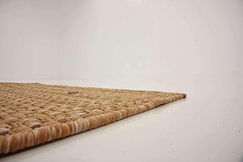 Miniatura 10 de Unique Loom - Tapete para exteriores de la colección Border, cuadriculado (2.2 pies x 6.1 pies, de pasillo, color marrón claro)