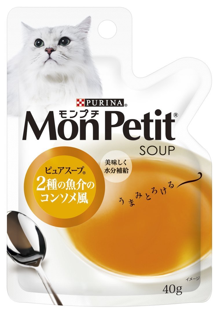 【120袋】モンプチ ピュアスープ パウチ 成猫用 2種の魚介のコンソメ風 モンプチ ピュアスープ キャットフード パウチ 成猫用