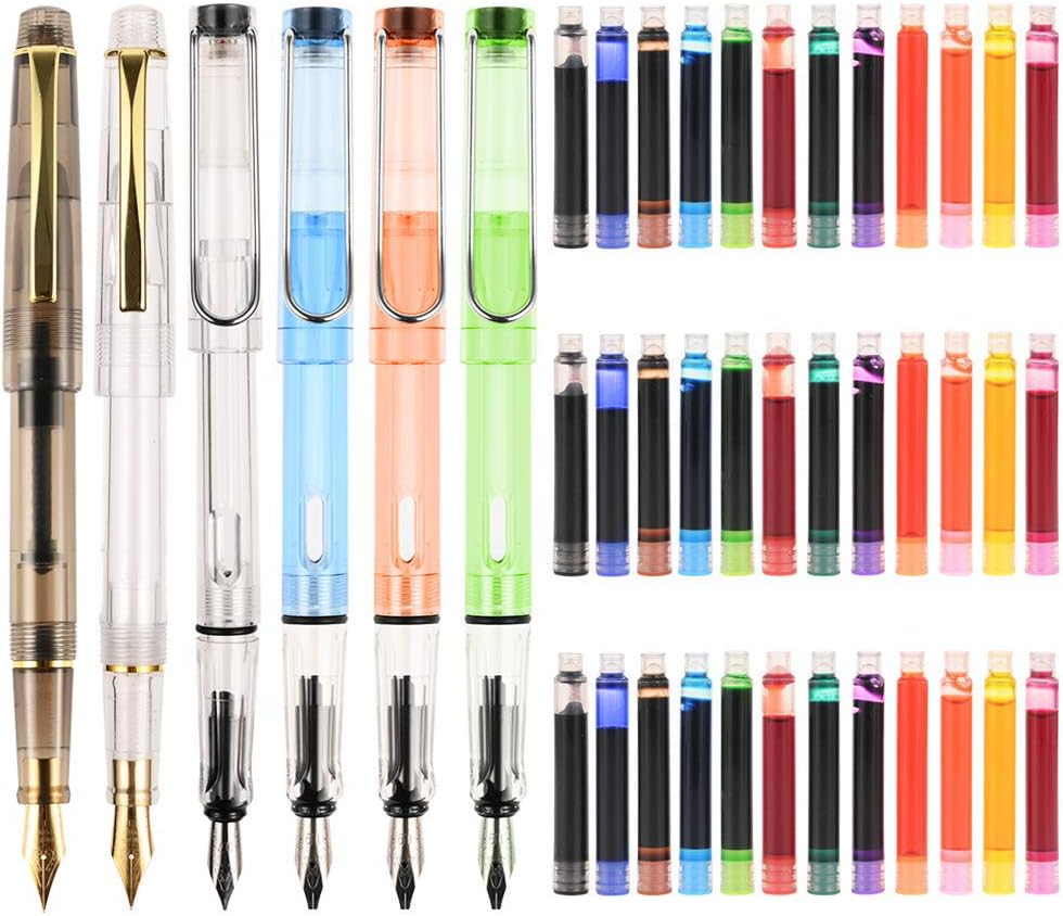 GOLDGE 42 Piece Fountain Pen Set, 6 Different Size Nibs and 36 Colored Ink Cartridges Kit, Perfect Calligraphy Lettering Set for Beginners, Christmas and Birthday