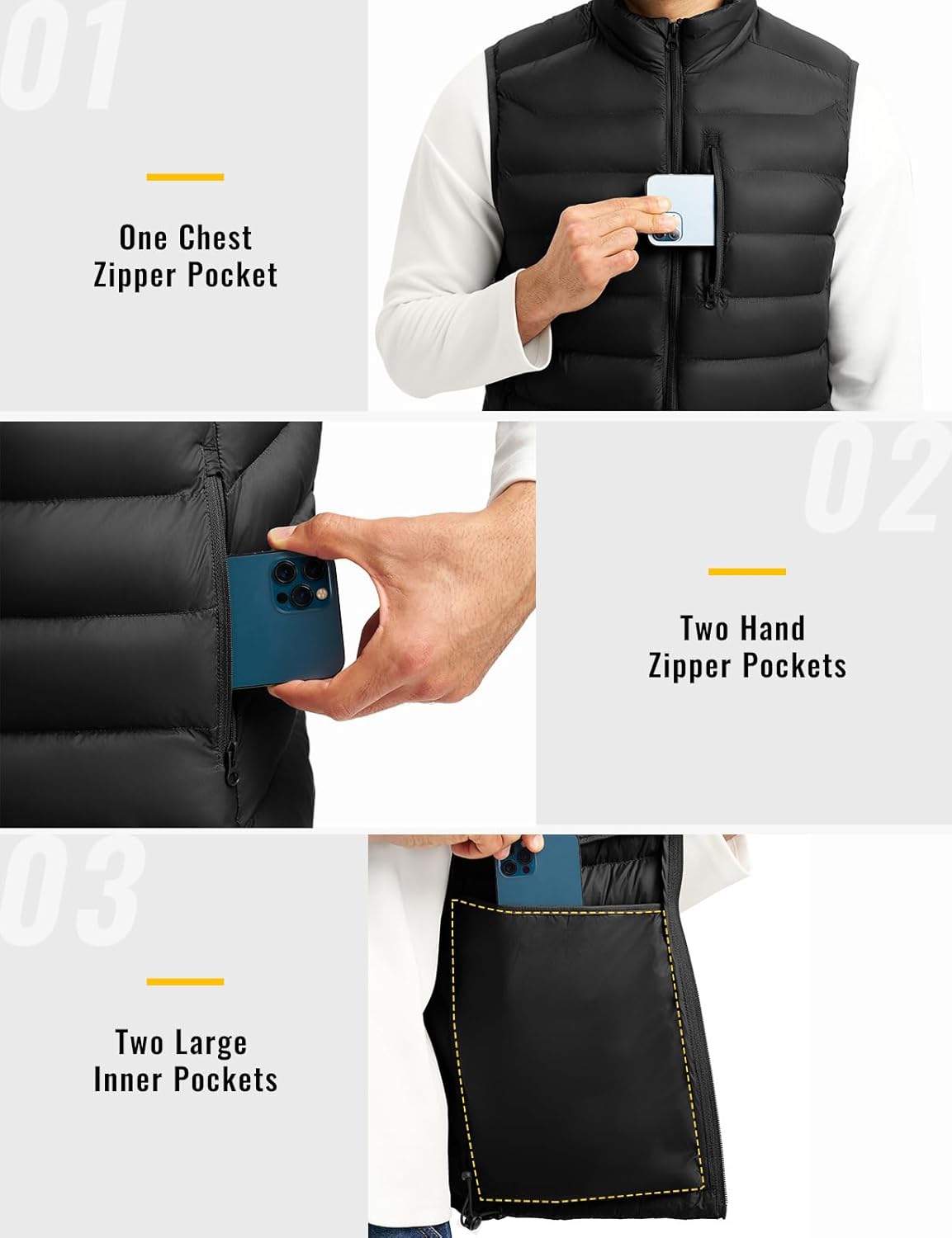 Rdruko Men's Puffer Vest Lightweight Outerwear Winter Warm Outdoor Hiking Casual Vest with 5 Pockets - Image 5