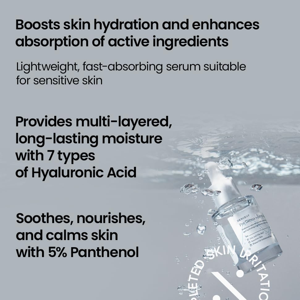 Korean Skincare Pro Derma AQP3 B5 Hydrating Serum for face, 30 ml (1.01 Fl.OZ), Anti-Aging Facial Serum, Hyaluronic Acid, Vitamin B5, Dermatology Serum (Pack of 1)