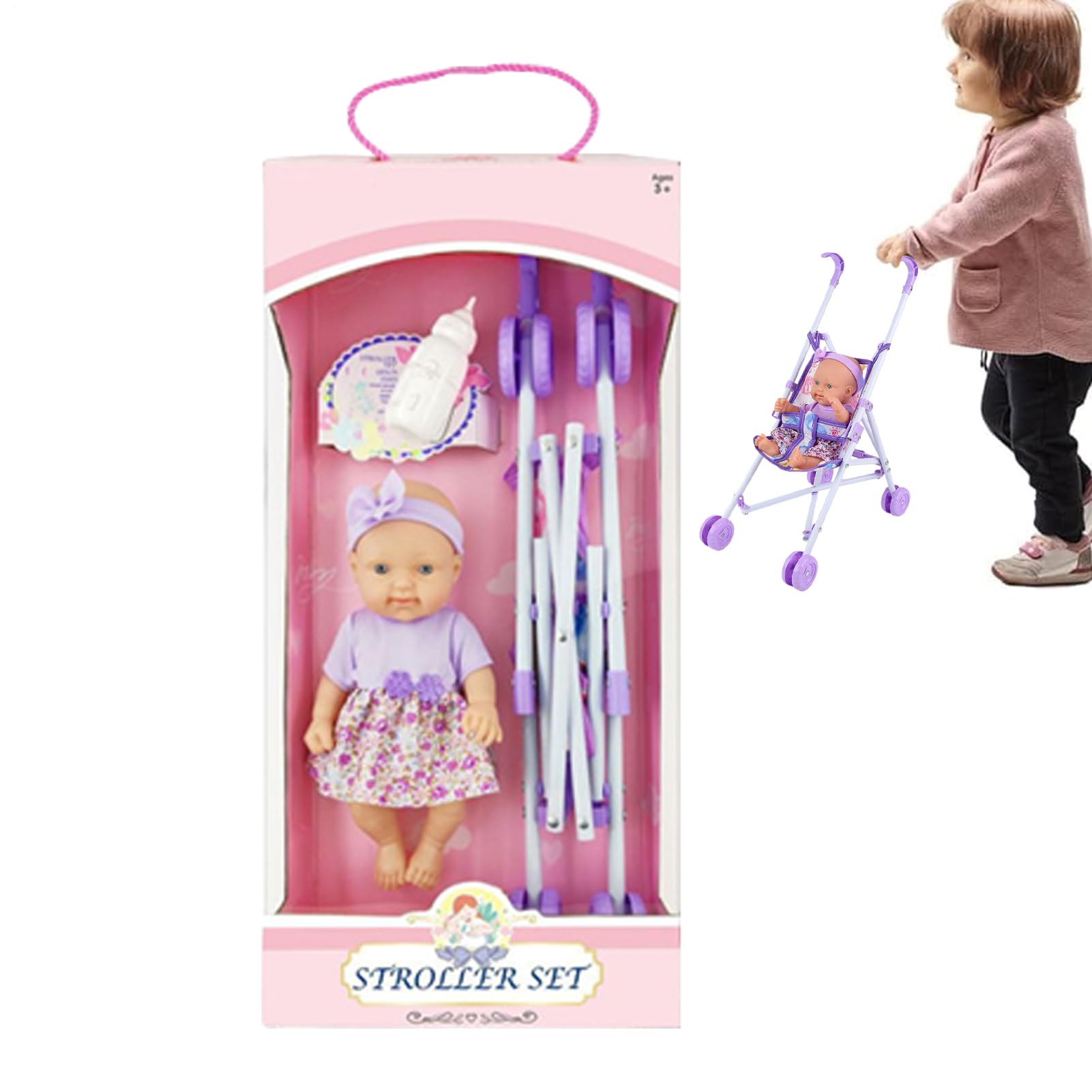 Jouet De Poussette De – Landau Portable, Jogging Pliable pour Bébé, Chariot Miniature pour Les Parents, Siège De Garde D' pour Nouveau-né | Chambre d'anniversaire pour FI