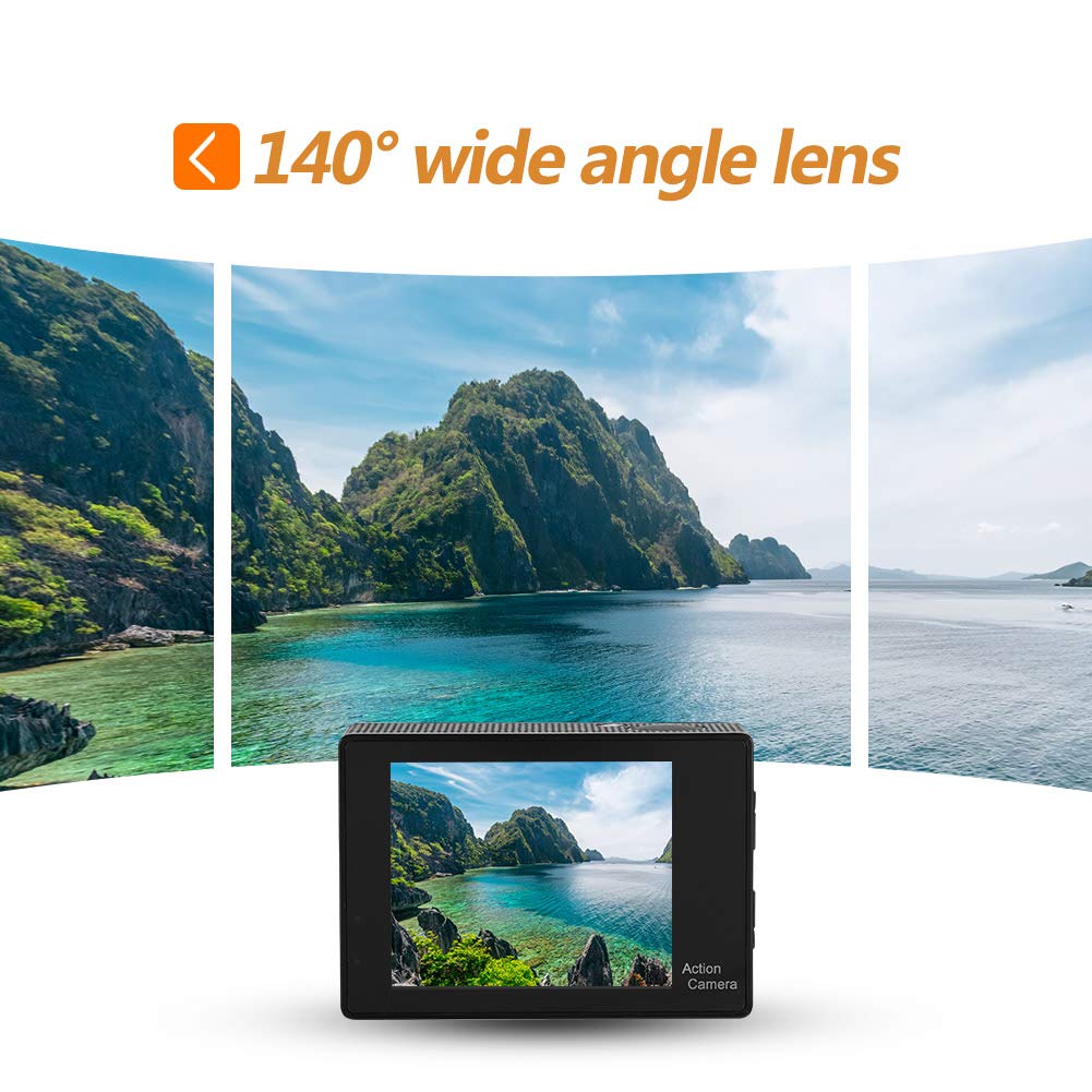 Cámara Deportiva 4K, HD 1080P WiFi Acción Deportiva DV Impermeable 30M bajo el Agua, cámara de Lente Gran Angular de 140 ° con Kits de Accesorios de Montaje para Actividades al Aire Libre