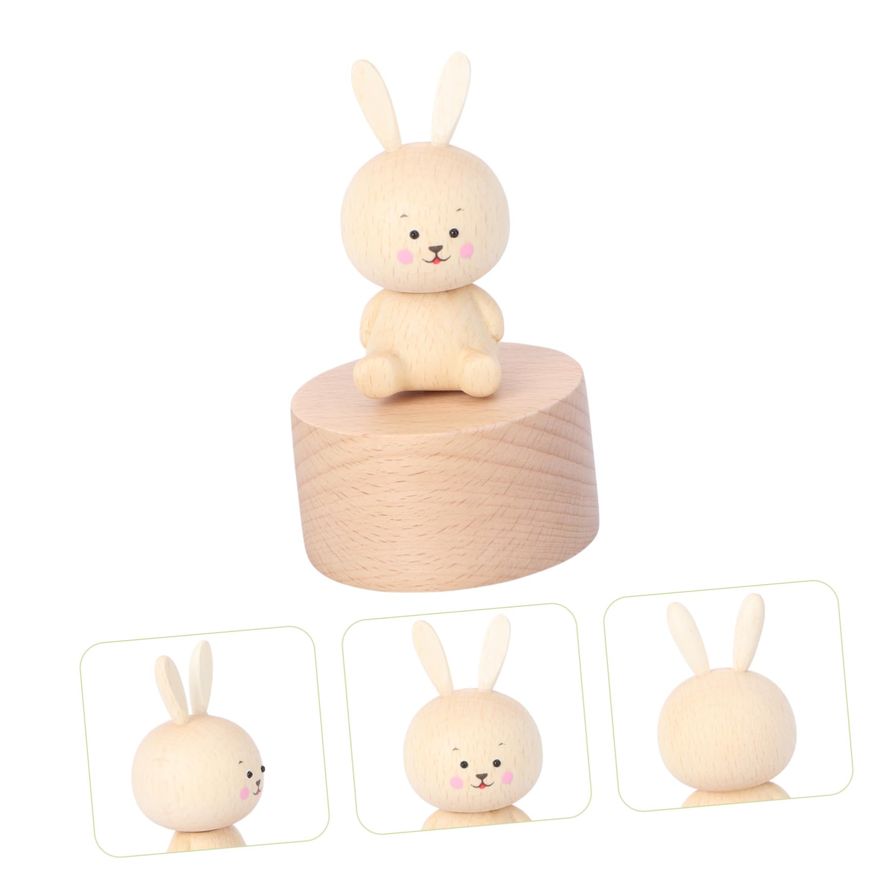 Ciieeo 2 Stk Musikbox Musical Besonders das der Musik Merch Die Ring kiddibuzz kindes music box Rabbit ornamente Desktop- Desktop-Ornament Heimdekoration Holz Khaki