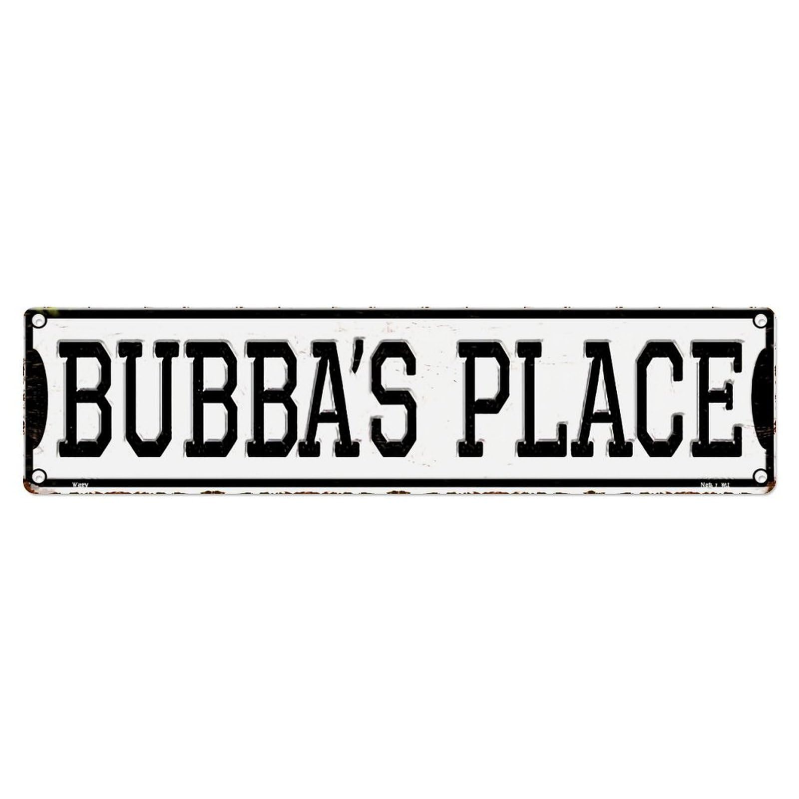 Jdyaojiesheng Vintage Bubba's Place Sign Pattern Tin Sign Retro Metal Wall Decor Metal Poster, Home Bar Garage Farmhouse Cafe Wall Art Decoration 4X16inch