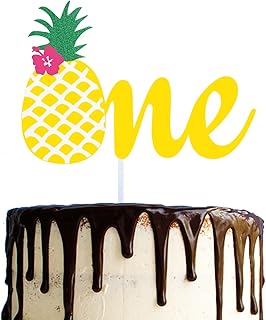 Pineapple One Cake Topper for 1 Years Summer Tropical Birthday Party, Boy and Girl Luau first Decoration