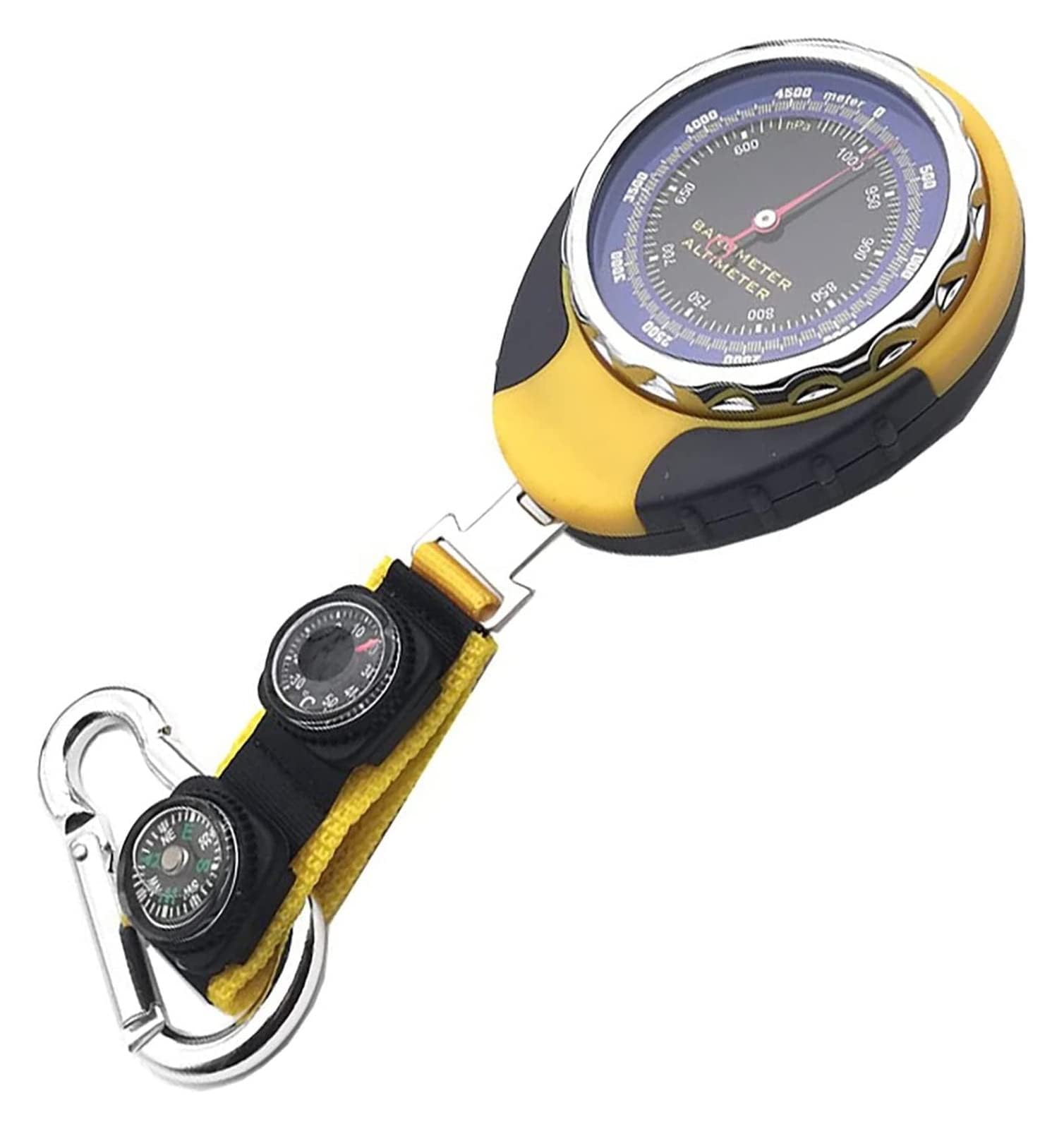 Stazione meteorologica analogica portatile 4 in 1 con altimetro, barometro, termometro, bussola, strumento di sopravvivenza tascabile senza batteria per escursionismo, alpinismo, campeggio, viaggi