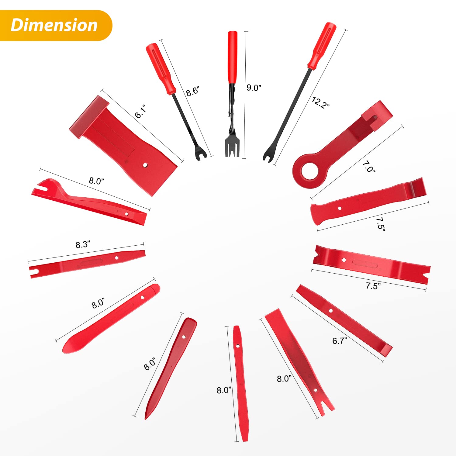 Wuiil GOOACC 200pcs Trim Removal Tool, Auto Push Pin Bumper Retainer Clip Set Fastener Terminal Remover Tool Adhesive Cable Clips Round Handle Crowbar Pry Kit Car Panel Radio Removal Auto Clip Pliers