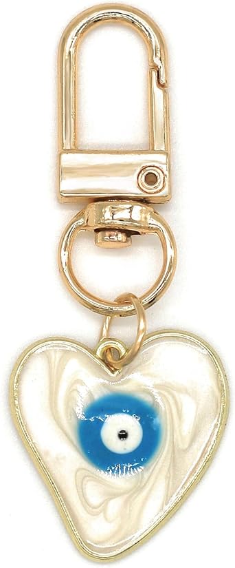 Evil Eye Keychains Sweat-heart Keychains Protection Charm for Women Men Car Key Ring Bag Purse Accessories