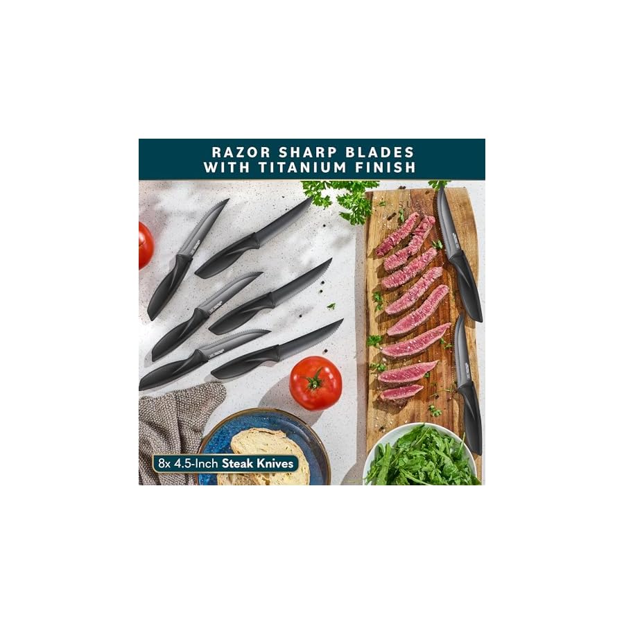 Home-Hero-Kitchen-Knife-Set-with-Sharpener-High-Carbon-Stainless-Steel-Knife-Block-Set-with-Ergonomic-Handles-16-Pcs-Light-Wood Home Hero Kitchen Knife Set with Sharpener - High Carbon Stainless Steel Knife Block Set with Ergonomic Handles (16 Pcs - Light Wood)