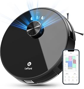 Lefant LS1 Lidar Robot Vacuum: 3200Pa Suction Robotic Vacuum Cleaner, Up to150mins Runtime, Precise Mapping, Real-time Map, No-go Zone, Alexa/APP/WiFi Control - Ideal for Pet Hair, Hard Floors