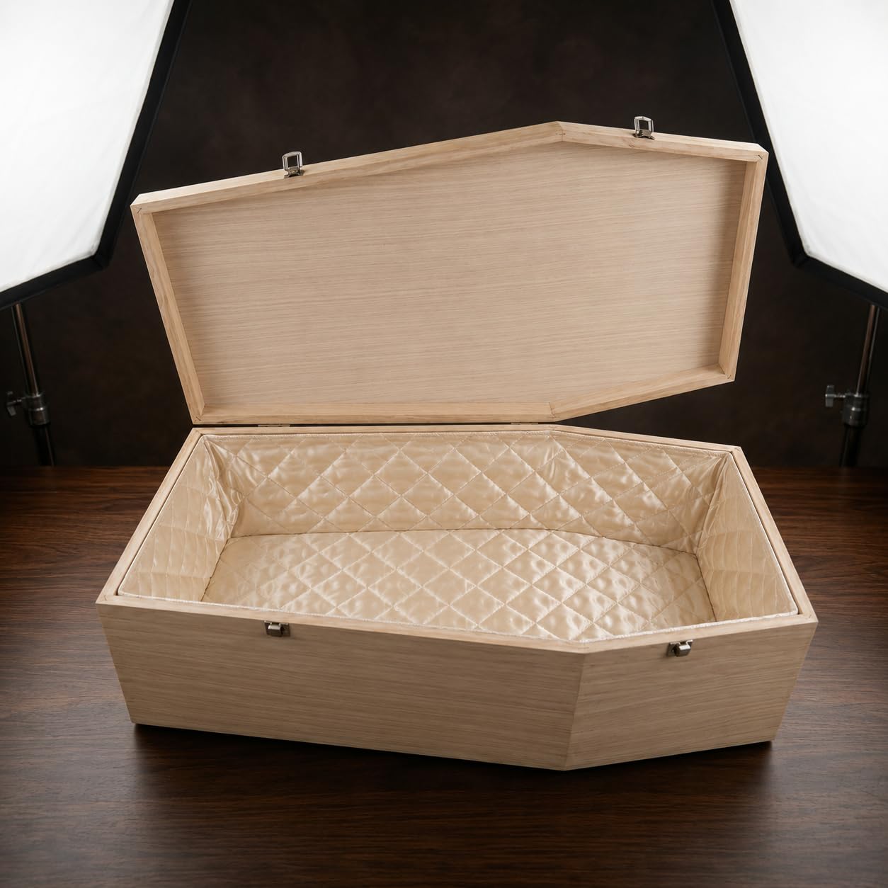 ataud de Madera con Forro Interior Satinado - tamaño XL para Mascotas Medianas - ataud para Mascotas con Cierre Fijo de Metal - Naturaleza del ataud Hecha de Madera