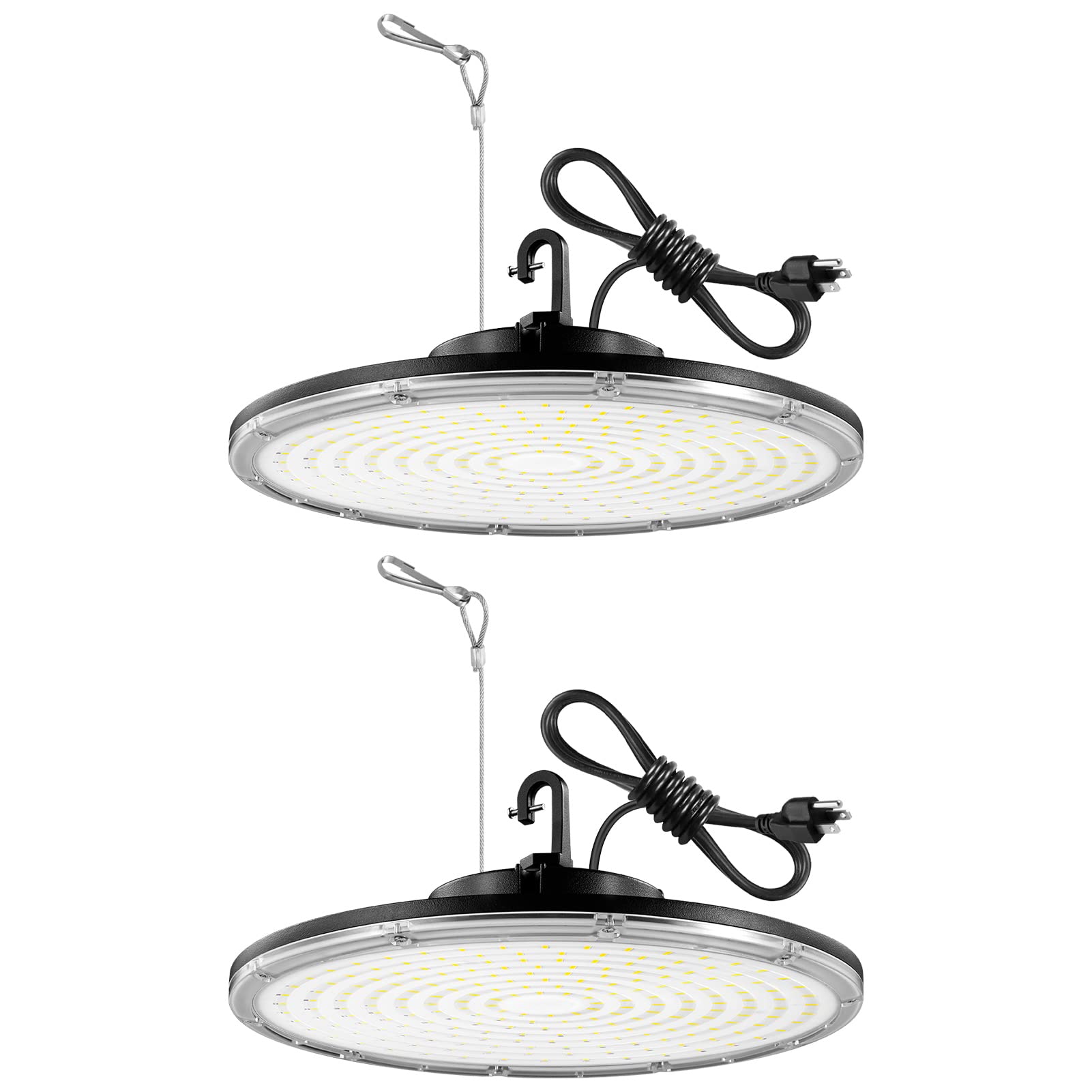 UFO LED High Bay Lights 150W,15000LM 6500K High Bay LED Shop Lights,LED High Bay Lights with 3000K Up Lighting,High Bay LED Lights with Plug 5’ Cable,LED Shop Lights for Workshop Warehouse Garage