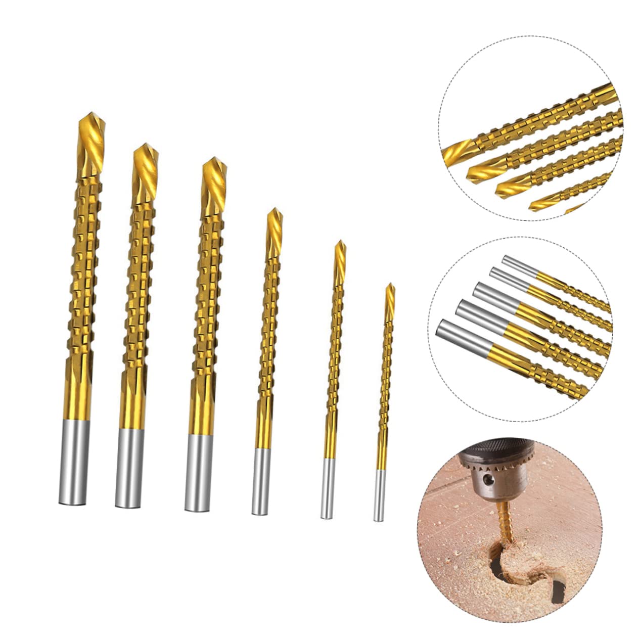 DOITOOL 6pcs Serrated Twists Drill Bits Metal Spiral Drill Bit Sets Metal Carpenter Tool for Iron Aluminum Wood