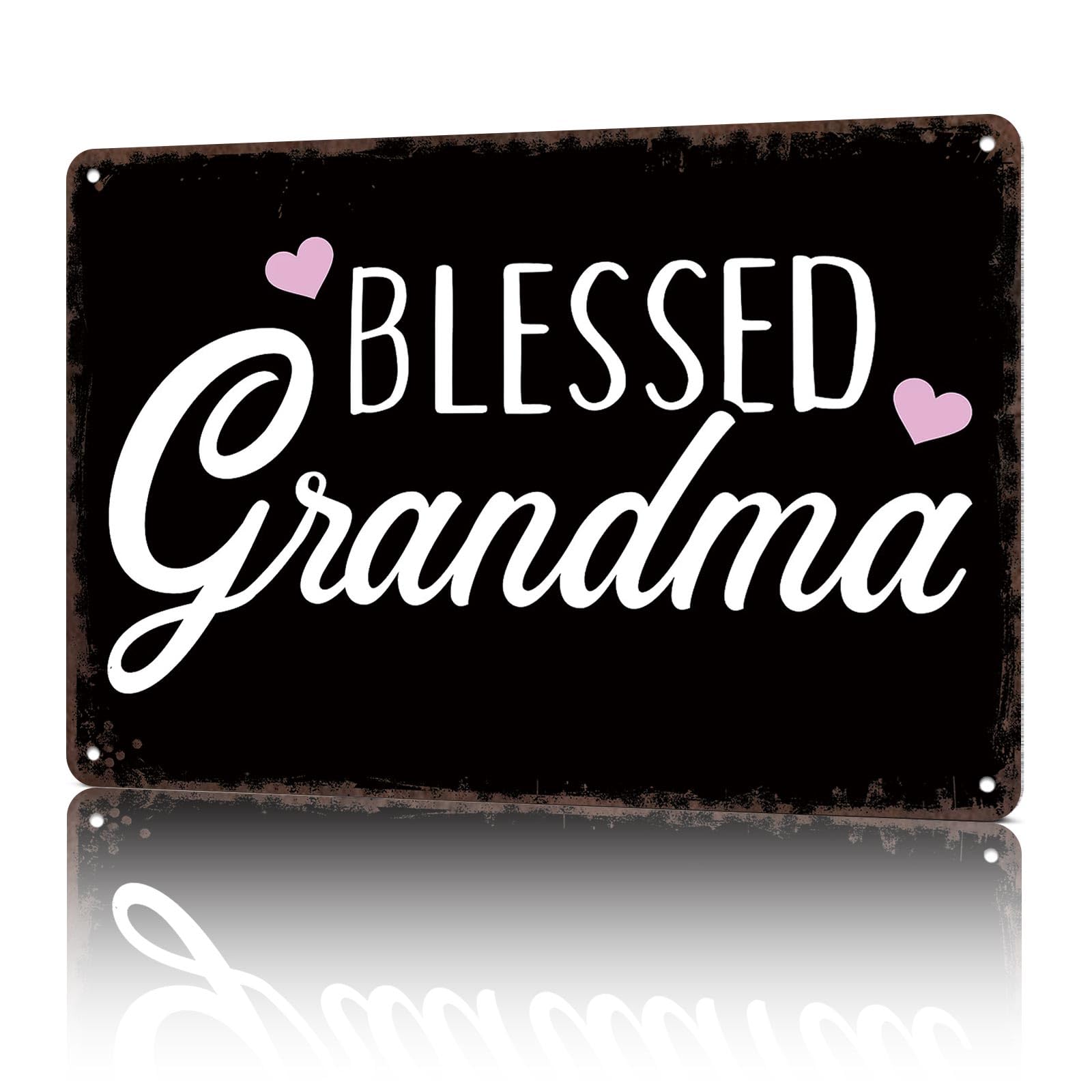 KWQDOZF Vintage Metal Signs Blessed Grandma Funny Tin Sign Poster Wall Art For Home Room Bedroom Office Decor 8x12inch